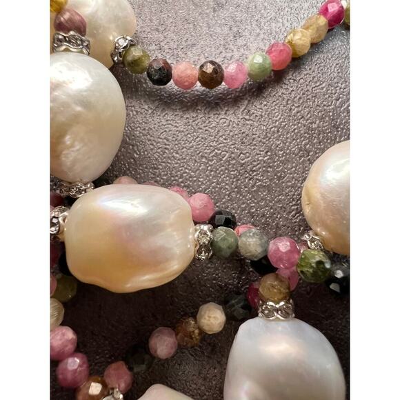 Lucas Lameth multi tourmaline and baroque pearl 32 inch necklace - Picture 11 of 13
